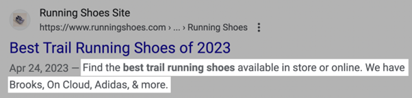 running shoe metadescription