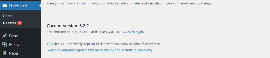 WordPress update