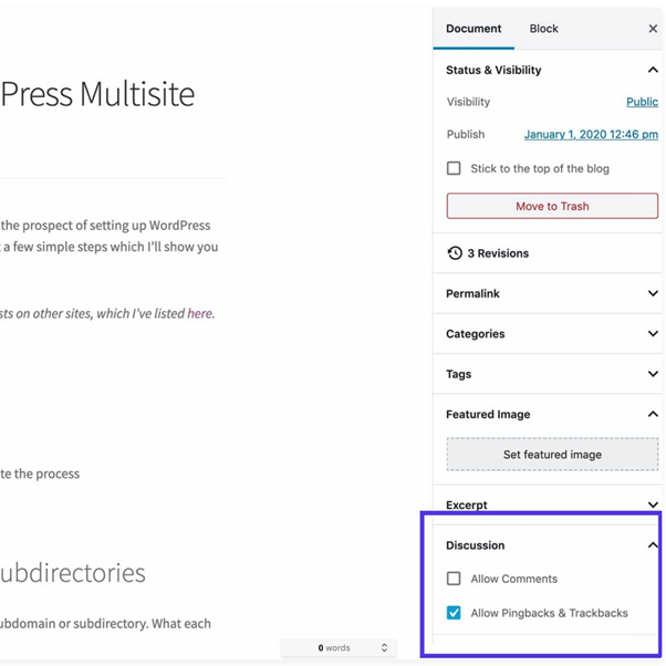 turn off commenting on wp