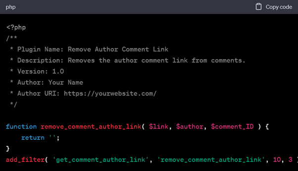 comment author link