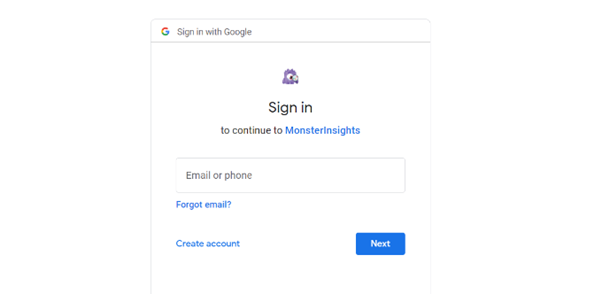 sign in for monsterinsights