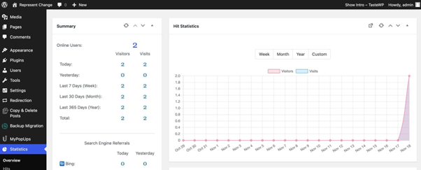 wp statistics dashboard