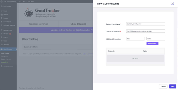 goal tracker dashboard