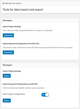 internal link juicer dashboard