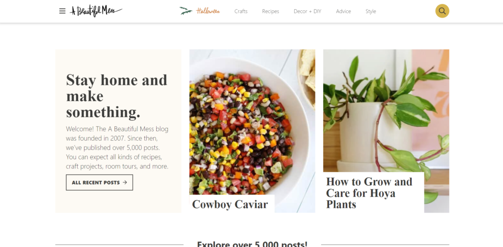 a beautiful mess homepage